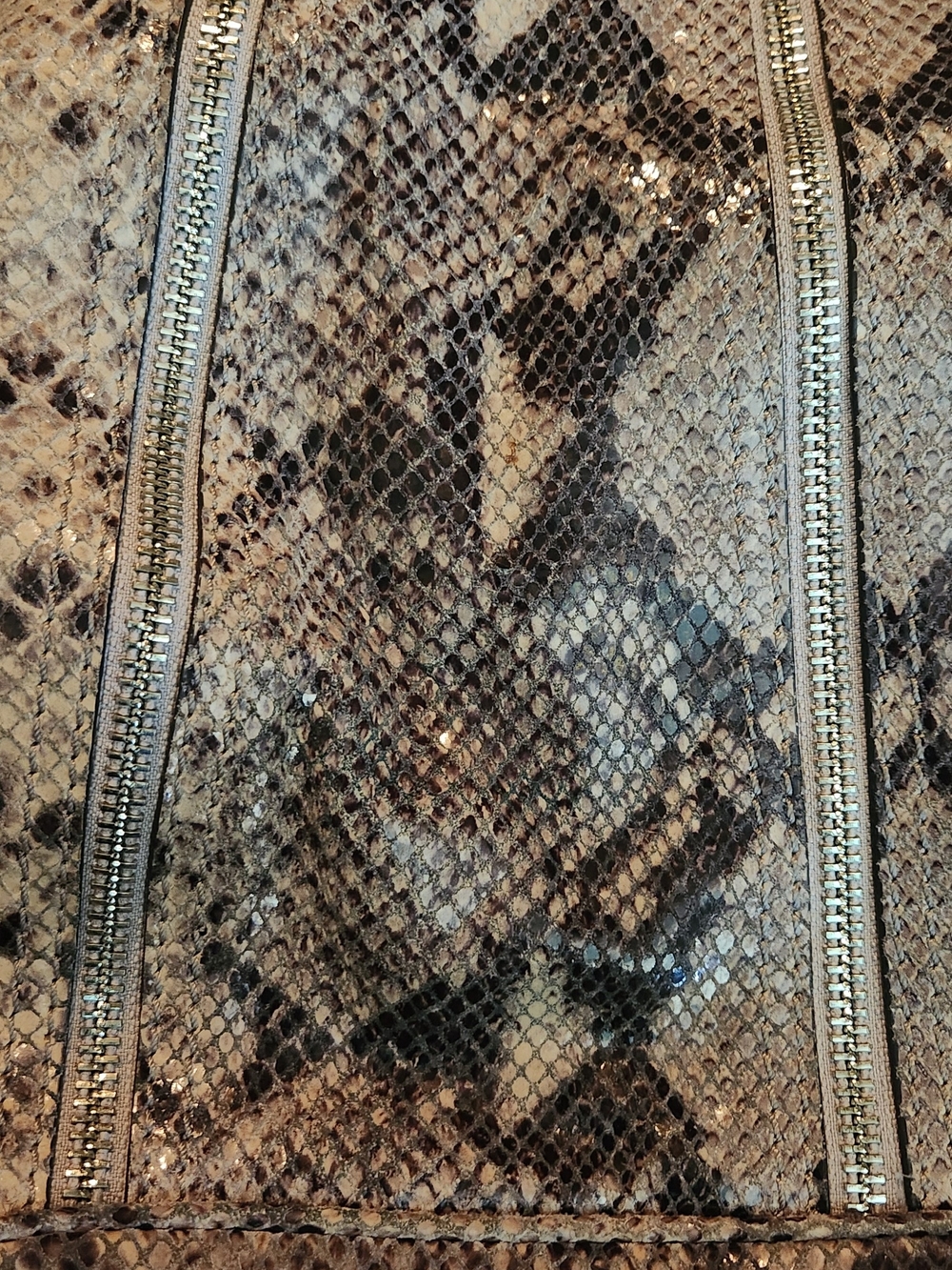 Michael Kors Beige and Black Snakeskin-Print Shoulder Bag with Silver Hardware - Picture 7 of 7